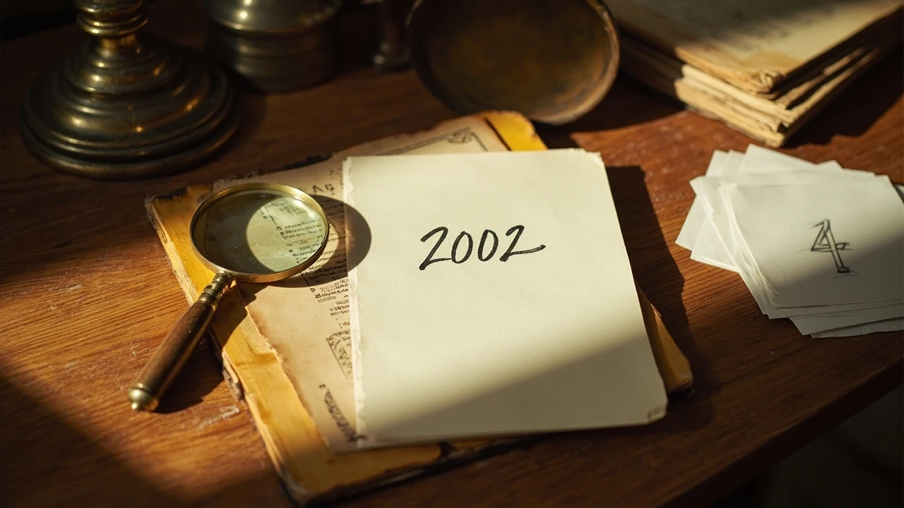 2002 significato: illustrazione editoriale del numero 2002 con riferimenti all'anno e al numero 4